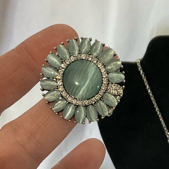 Paparazzi Women’s Light Blue Moonstone Jewelry Set Necklace Ring Earrings NWOT - Picture 7 of 11